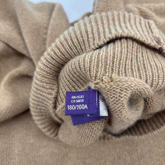 Ralph Lauren Purple Label Men's Cashmere Turtleneck Cashmere Sweater Tan Brown L - Picture 5 of 8